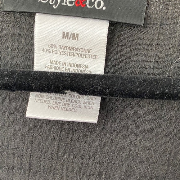 Style & Co. Black Blouse with Tan Embroidery - Picture 2 of 4